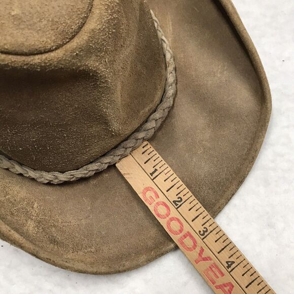 MINNETONKA Leather Stetson Fedora Men L Brown Braid Strap Western Outback - Picture 12 of 12